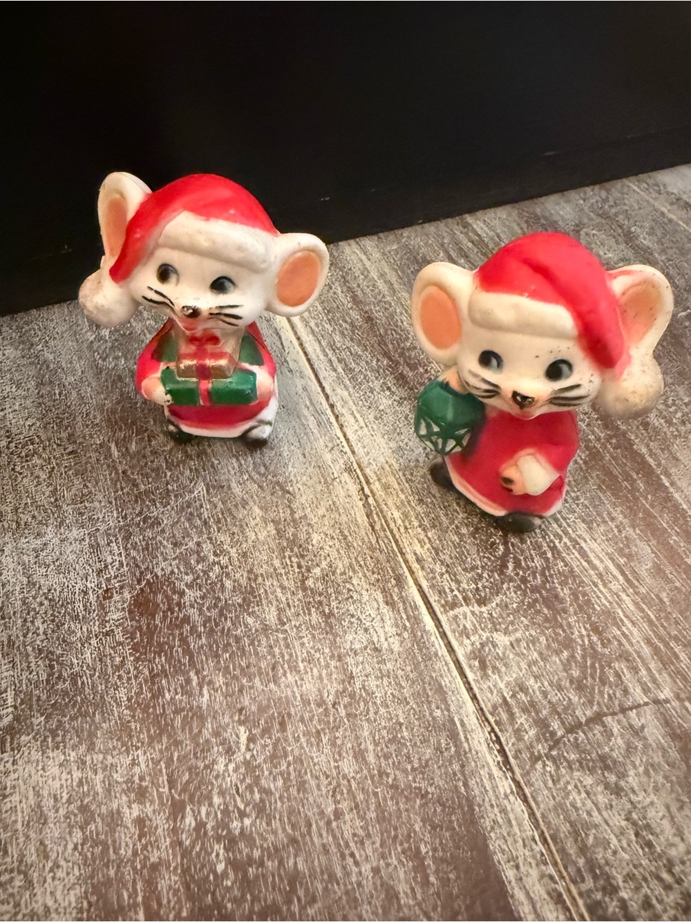 Festive Red Mouse Ceramic Salt and Pepper Shakers - Holiday Serveware